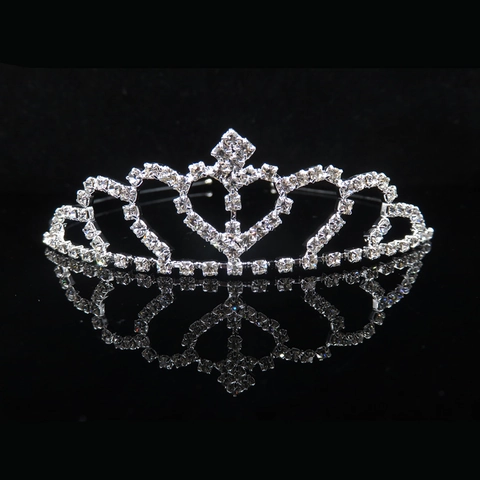 Kinder Prinzessin Strass Krone Tiara Legierung Herzform Haarreif Silber Elegant Haarschmuck Für Hochzeit Geburtstag Party Mädchen