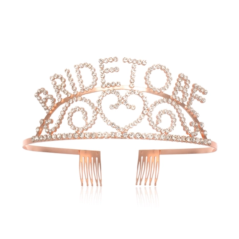 Tiara Bride To Be in Lega di Strass Corona con Design a Cuore Scintillante Cerchietto per Addio al Nubilato Donna
