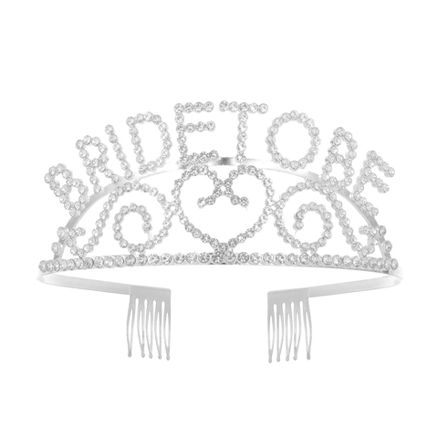 Tiara Bride To Be in Lega di Strass Corona con Design a Cuore Scintillante Cerchietto per Addio al Nubilato Donna