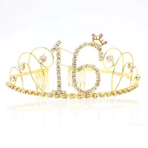 Elegante Corona Di Compleanno In Lega Con Strass Tiara Per 16 18 21 Anniversario Celebrazione Festa Cerchietto Accessori Capelli