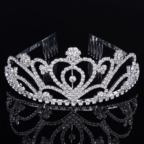 Luxuriöse Legierung Strass Herzform Brautkrone Tiara Für Hochzeitsbankett Party Europäischer Stil Prinzessin Haarschmuck