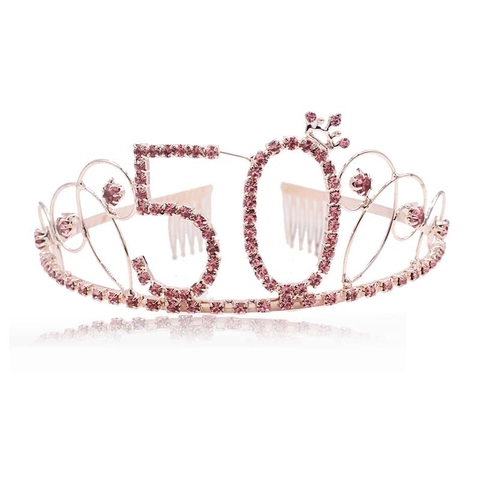Roségold Legierung Strass Geburtstagskrone Tiara Für Damen Party Haarschmuck Nummer 13 16 20 21 50 60 70 80 90