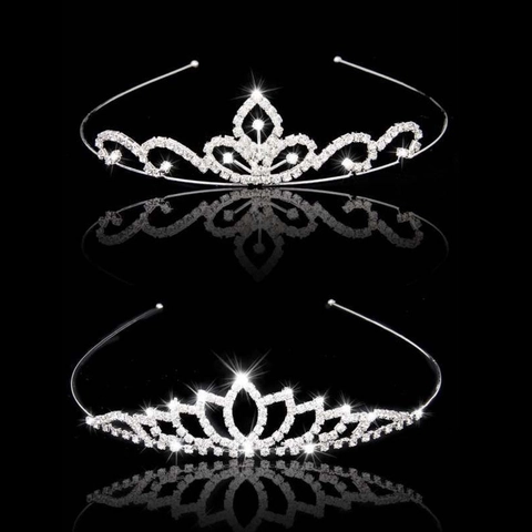 Kinder Prinzessin Strass Krone Tiara Legierung Herzform Haarreif Silber Elegant Haarschmuck Für Hochzeit Geburtstag Party Mädchen