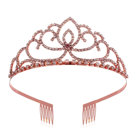 Elegant Alloy Rhinestone Heart Bridal Crown Headband Sparkling Crystal Tiara For Wedding Birthday Party Performance Kids Women