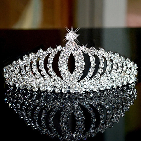 Luxus Legierung Strass Brautkrone Tiara Für Damen Hochzeit Bankett Aufführung Elegante Roségold Silber Haarschmuck