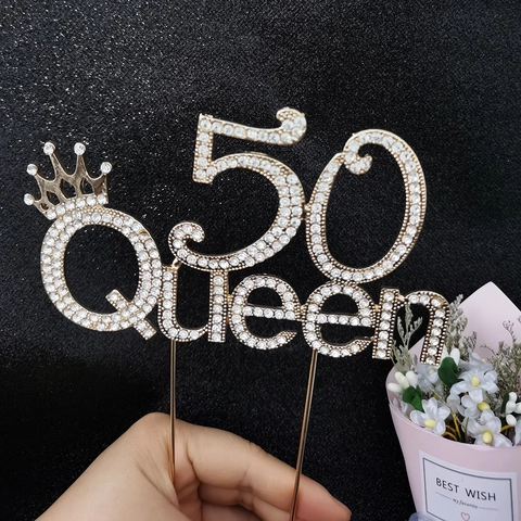 Luxuriöse Legierung Strass Geburtstag Kuchenaufsatz Krone Design Nummer Queen Princess Kuchenkarte Einsatz Für Party Dekoration