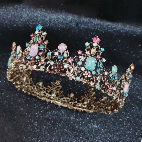 Vintage Barock Bunte Strass Krone Für Damen Geburtstag Königin Tiara Und Schärpe Hochzeit Braut Haarschmuck