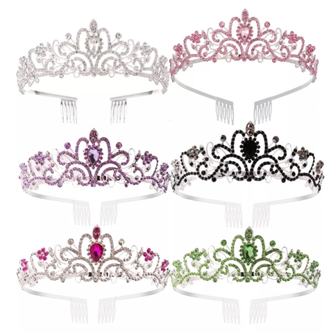 Lussuosa Corona da Sposa in Lega con Strass Tiara per Donna Matrimonio Festa Compleanno Copricapo Elegante Design Floreale Accessorio per Capelli