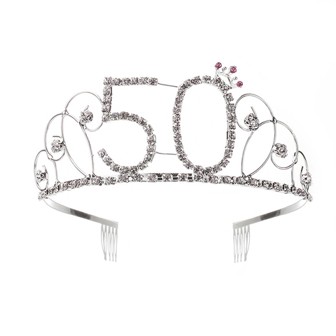 Tiara de Corona de Cumpleaños de Strass para Mujer Diadema de Aleación y Cristal para Accesorios de Cabello de Fiesta