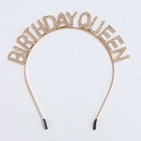 Couronne de Diadème en Strass Birthday Queen et Écharpe Pailletée pour Décorations de Fête d'Anniversaire Femme Cadeau Bijoux