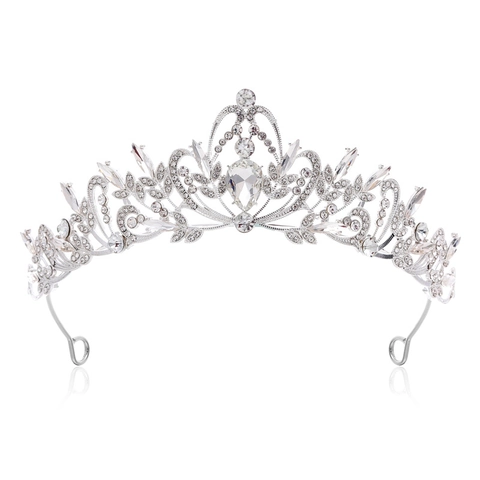 Corona da Sposa in Strass Nero Vintage Barocco Diadema Matrimonio in Lega per Donna Festa di Compleanno Accessori Capelli
