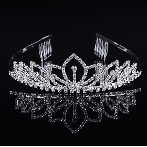 Tiara a Corona da Sposa con Strass per Donna Ragazza Matrimonio Festa Ballo Accessori per Capelli Cerchietto con Pettini Elegante Copricapo in Lega