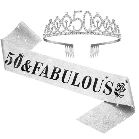 Verjaardag Koningin Tiara En Sjerp Voor Vrouwen Strass Kroon Glitter Stof Sjerp Roségoud Verjaardagsfeest Decoratie