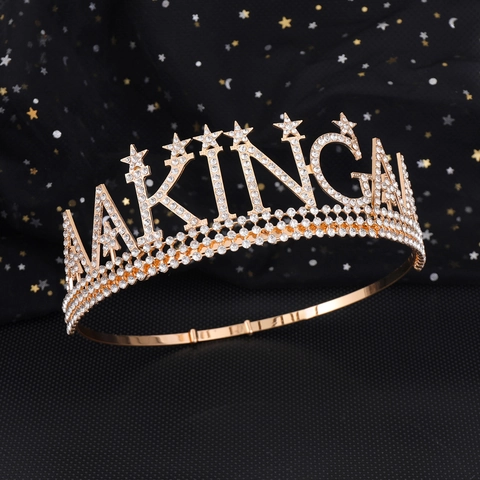 Ensemble Couronne et Écharpe Birthday King pour Hommes Couronne en Alliage de Strass et Écharpe en Satin Noir Décoration de Fête