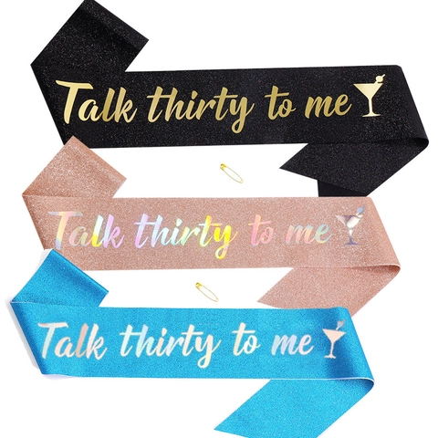 Talk Thirty To Me 30. Geburtstag Schärpe Für Damen Glitzer Roségold Geburtstag Schärpe Party Zubehör Dekorationen Jubiläum Zubehör