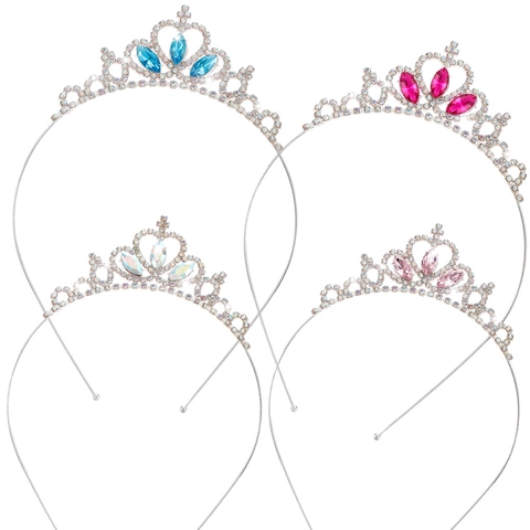 Tiara in Lega con Strass e Fascia in Tessuto Glitterato per Ragazza di Compleanno Cerchietto con Corona da Principessa Accessori per Feste