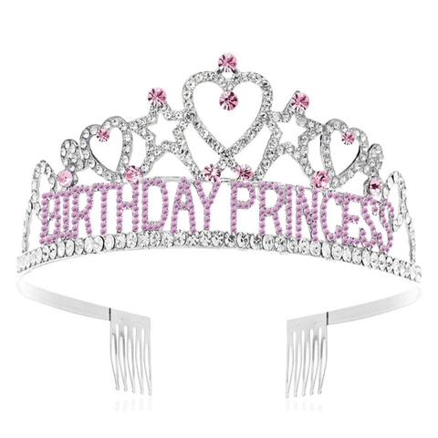 Serre-tête Couronne Anniversaire Princesse Alliage Strass Étincelant Cœur Étoile Pour Femmes Filles Bijoux De Cheveux Fête