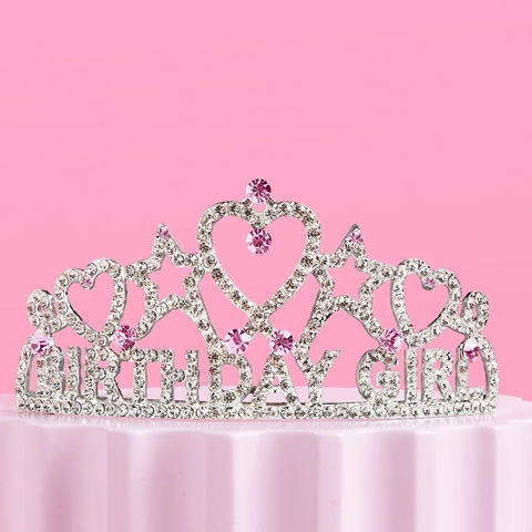 Serre-tête Couronne Anniversaire Princesse Alliage Strass Étincelant Cœur Étoile Pour Femmes Filles Bijoux De Cheveux Fête