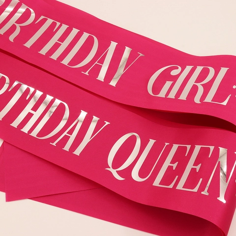 Écharpe de Fête d'Anniversaire pour Femmes en Satin Imprimé Lettres Ceinture de Célébration Décoration Birthday Girl Queen