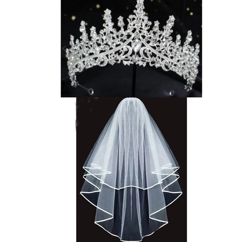 Lussuosa Corona Tiara con Strass Bride To Be Velo Bianco Fascia Occhiali da Sole a Cuore Kit per Matrimonio Addio al Nubilato
