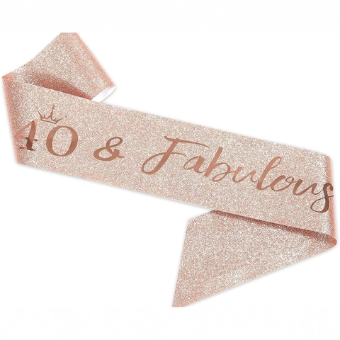 Fascia Compleanno Glitter Oro Rosa Scritta Fabulous Corona Fascia Cerimoniale Decorazione Festa di Compleanno Donna