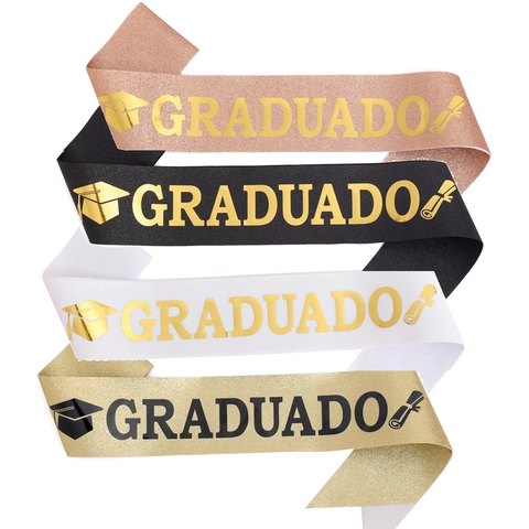 Banda de Graduación Graduado de Tela con Purpurina Letra de Estampado en Caliente para Ceremonia de Graduación Decoración