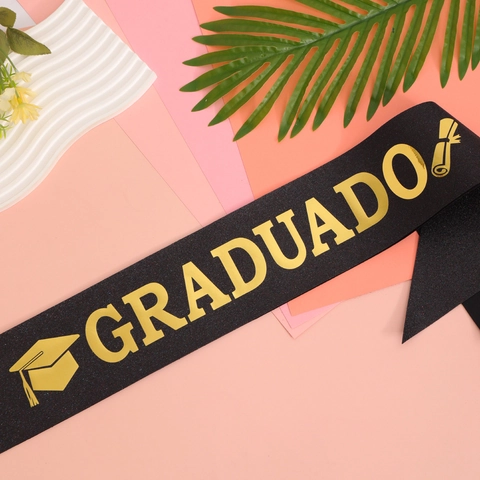 Banda de Graduación Graduado de Tela con Purpurina Letra de Estampado en Caliente para Ceremonia de Graduación Decoración
