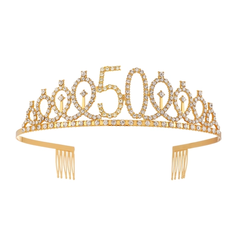 Elegante Legierung Strass Geburtstag Nummer Tiara Krone Für Damen Mädchen Geburtstagsfeier Haarschmuck Gold Silber Roségold Kopfschmuck