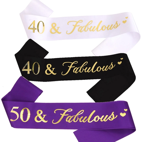 Écharpe d'Anniversaire en Satin Fabulous Décorations de Fête pour Anniversaire Célébration Femmes Hommes Articles de Fête Écharpe