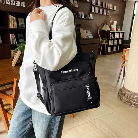 Sac Bandoulière en Nylon pour Femmes Grande Capacité Sac Fourre-tout Tendance pour Étudiants Lycée Université Sac à Épaule Durable Multi-poches Sac à Main Quotidien