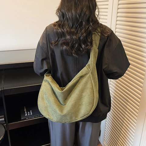 Women Large Capacity PU Crossbody Hobo Bag Retro Solid Color Shoulder Dumpling Bag Daily Casual Tote Bag With Zipper