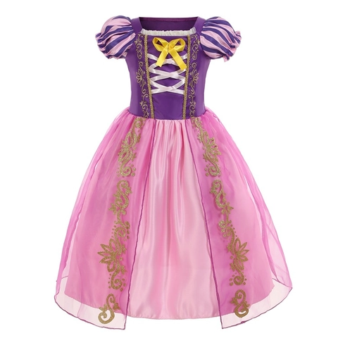 Abito da Principessa per Bambina Ispirato a Rapunzel Viola Rosa Tulle a Rete Costume da Festa Compleanno Natale Halloween