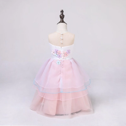 Mädchen Einhorn Prinzessin Kleid Halloween Party Kostüm Ärmellos Spitze Tüll Mesh Ballkleid Floral Kinder Geburtstag Outfit