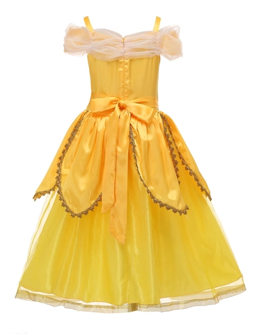 Mädchen Gelb Prinzessin Ballkleid Kostüm Spitze Mesh Off-the-Shoulder Halloween Cosplay Schickes Partykleid Für Kinder Aufführung