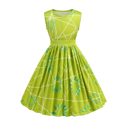Mädchen Freude Cosplay Kleid Ärmellos Bedruckt Rundhals Prinzessin Kleid Für Halloween Karneval Aufführung Kostüm Outfit