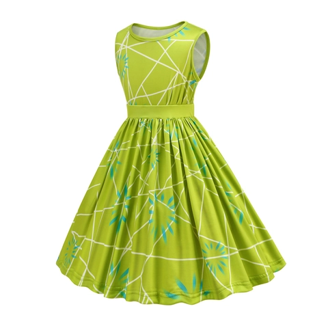 Mädchen Freude Cosplay Kleid Ärmellos Bedruckt Rundhals Prinzessin Kleid Für Halloween Karneval Aufführung Kostüm Outfit