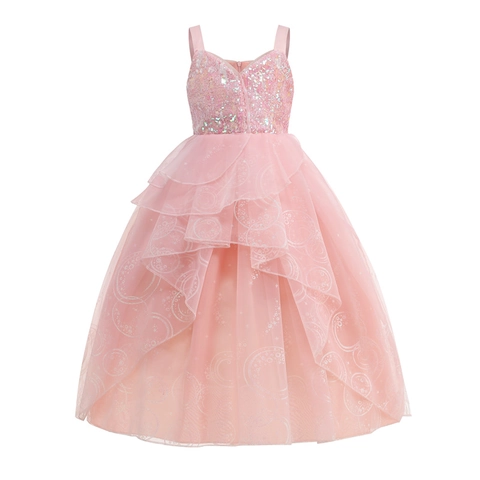 Mädchen Rosa Pailletten Prinzessinnenkleid Film Inspiriert Ärmellos Mehrlagiges Netz Tüll Ballkleid Für Aufführung Party Hochzeit