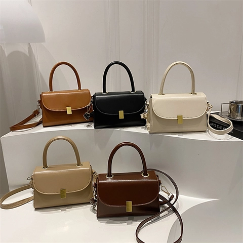 Retro Damen Schultertasche Kunstleder Quadratische Handtasche Gold Schnalle Umhängetasche Kleine Umhängetasche Für Den Täglichen Weg