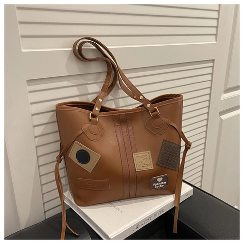 Borsa Tote Grande Capacità Vintage Patchwork Per Donna Moda In Pelle Sintetica Borsa A Tracolla Borsa A Mano Per Pendolari
