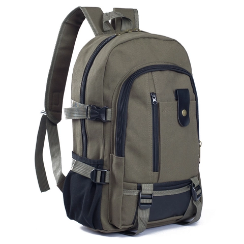 Mochila de Lona para Hombre Mujer Gran Capacidad Múltiples Bolsillos Bolsa de Escuela Viaje Aire Libre Casual Transpirable