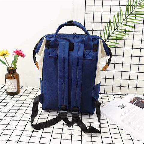 Große Kapazität Segeltuch Rucksack Für Damen Fashion Retro Farbe Block Reisetasche Schulranzen Casual Handtasche Living Traveling Share