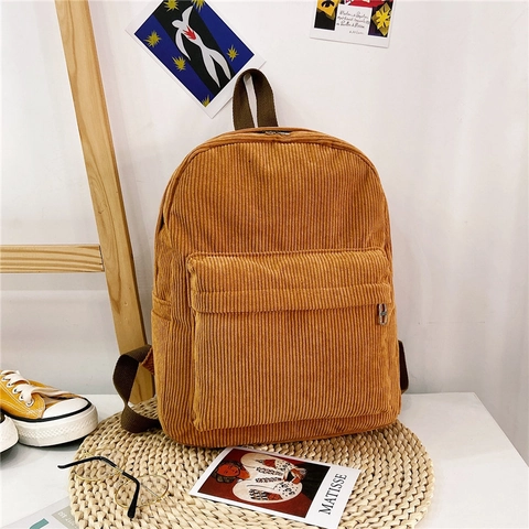 Mochila Clásica de Pana Gran Capacidad Estilo Colegial Bolsa Escolar Estudiante Hombres Mujeres Retro Casual Viaje