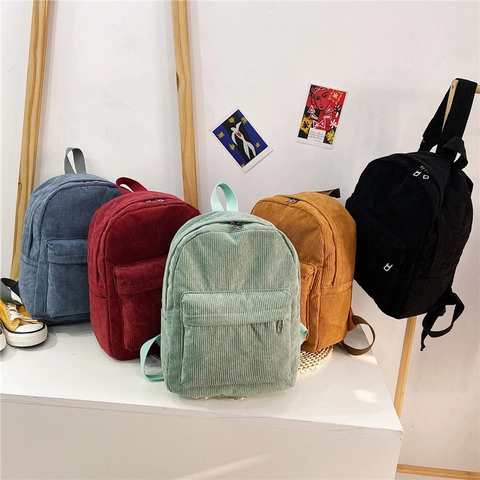 Mochila Clásica de Pana Gran Capacidad Estilo Colegial Bolsa Escolar Estudiante Hombres Mujeres Retro Casual Viaje