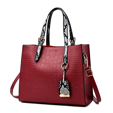 Bolso Tote Vintage de PU con Patrón de Cocodrilo para Mujer Asa con Estampado de Serpiente Bolso de Hombro de Gran Capacidad