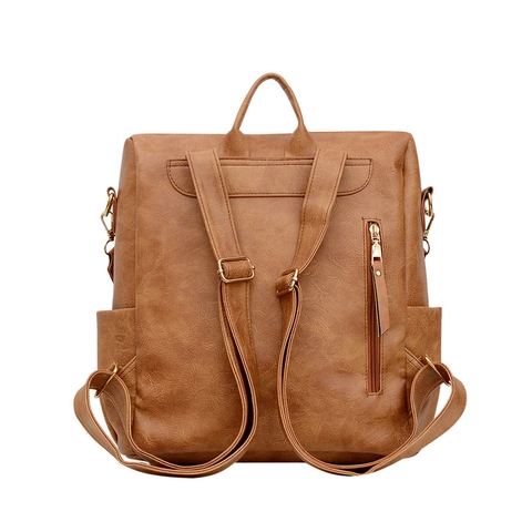 Zaino da Donna in Pelle PU Grande Capacità Vintage Impermeabile Borsa da Viaggio Con Tracolla Intrecciata Geometrica Colorata