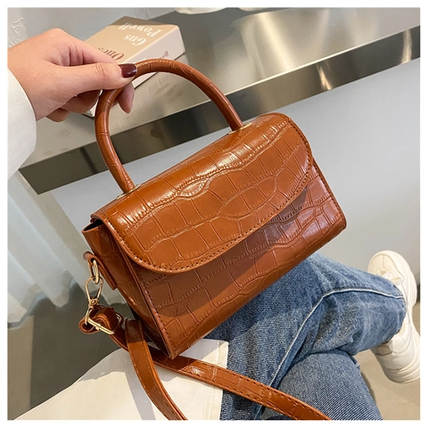 Borsa da Donna Retro in Pelle PU con Motivo a Coccodrillo Piccola Borsa Quadrata a Tracolla alla Moda Elegante Borsa Sottobraccio per Uso Quotidiano