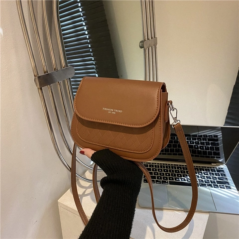Borsa a Tracolla da Donna in Pelle PU Con Patta a Rombi Tinta Unita Casual Piccola Borsa Quadrata Fashion Trend Messenger