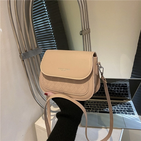 Borsa a Tracolla da Donna in Pelle PU Con Patta a Rombi Tinta Unita Casual Piccola Borsa Quadrata Fashion Trend Messenger