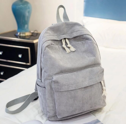 Women Casual Corduroy Backpack Solid Color Embroidered School Bag Retro Fashion Large Capacity Travel Rucksack For Students Ladies