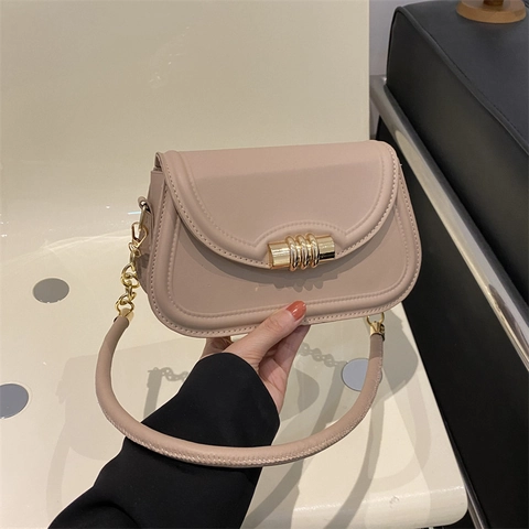 Borsa a Spalla Piccola Quadrata da Donna in Pelle PU Minimalista Retrò Moda Catena Crossbody Borsa Sottobraccio Uso Quotidiano